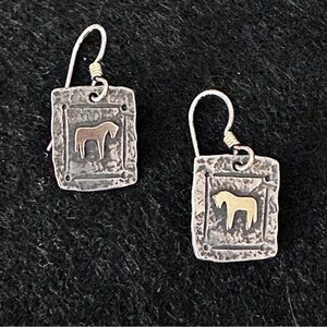 Sundance Catalog Dangle Earrings - .925 Sterling Silver With Gold Horse Motif